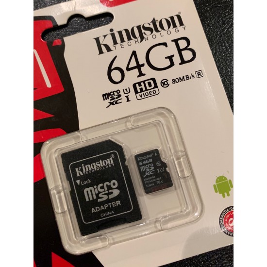 بطاقة الذاكرة كينجستون 64 جيجا مايكرو اس دي اتش سي كلاس 4 مع ادابتر - SDC4/64GB